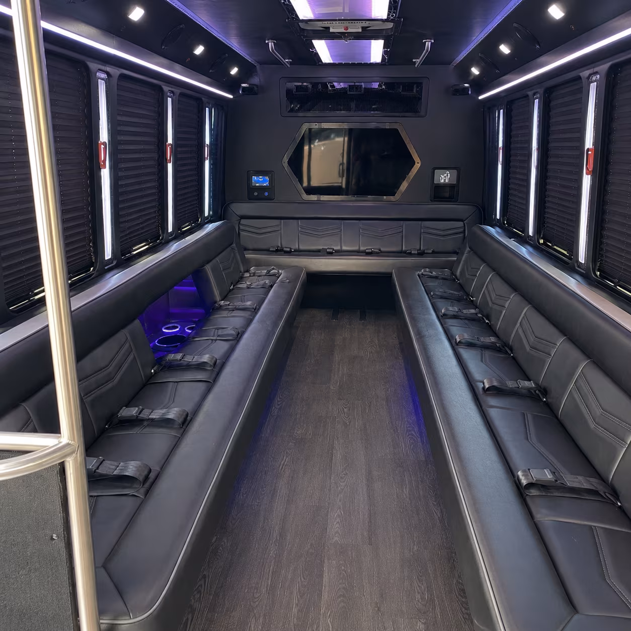 galveston 18 passenger party bus interior