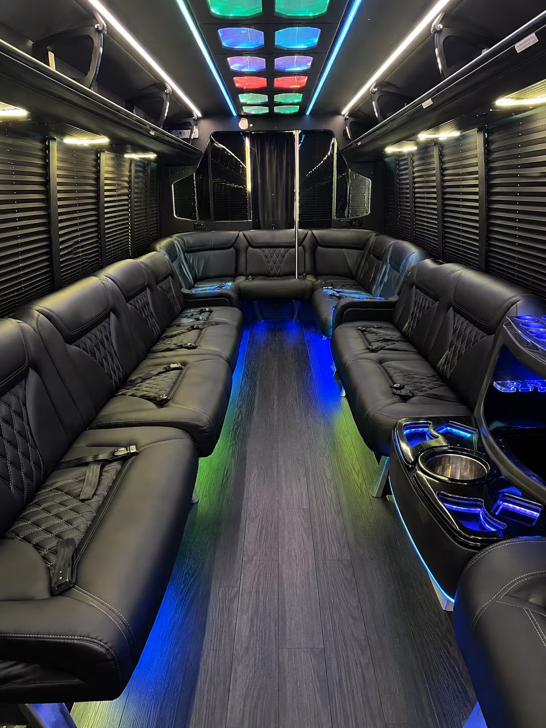 galveston 20 passenger party bus interior