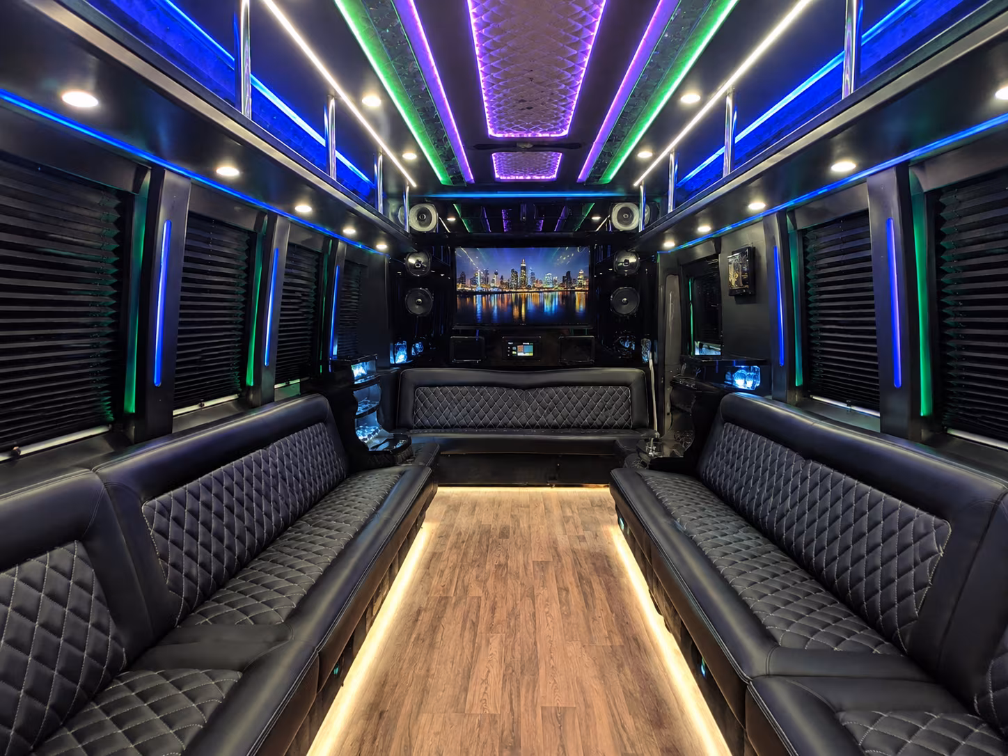 galveston 25 passenger party bus interior