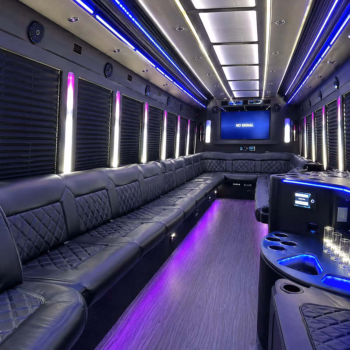 galveston 30 passenger party bus inside