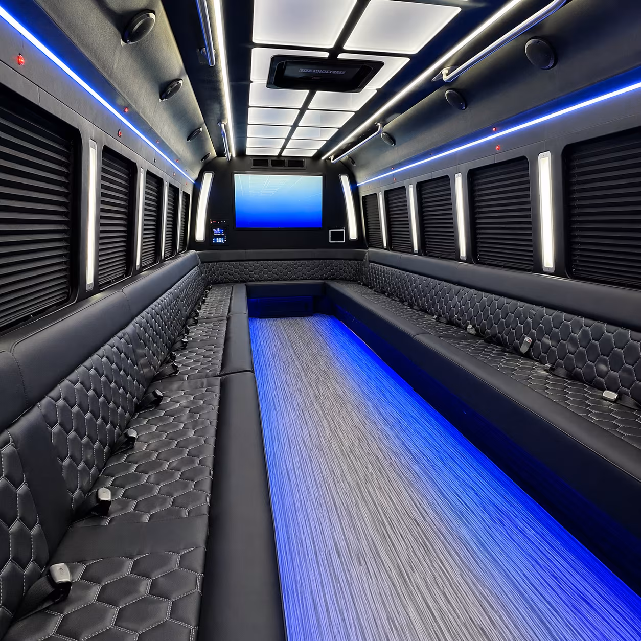 galveston 50 passenger party bus inside