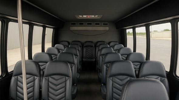 Interior of Charter Bus Company Galveston's 25 Passenger Mini bus in Galveston