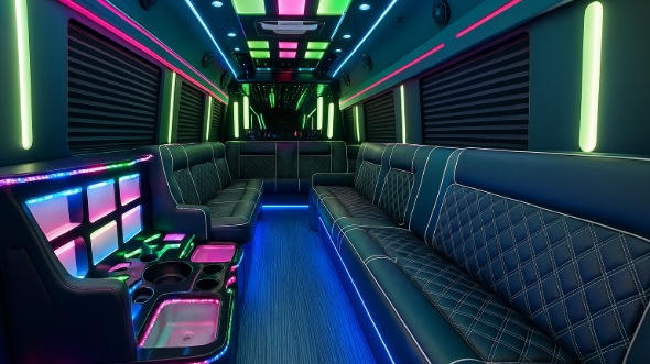 Interior of Charter Bus Company Galveston's Party Bus in Galveston