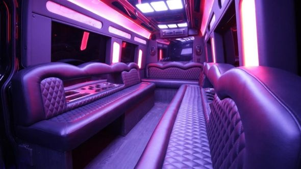 Interior of Charter Bus Company Galveston's Sprinter Limo in Galveston