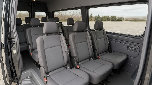 Interior of Charter Bus Company Galveston's Sprinter Van Rental With Driver in Galveston